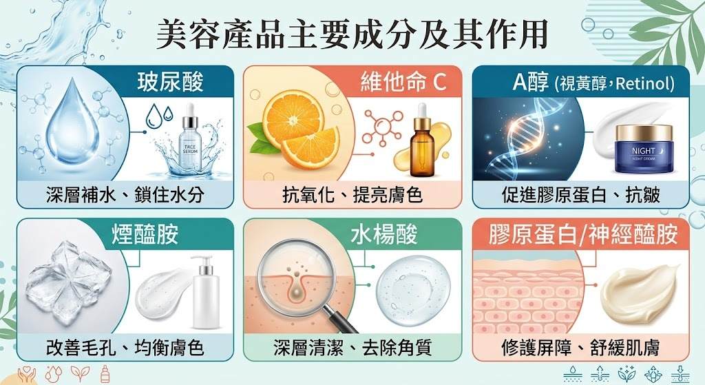 美容產品主要成分及其作用 (1)